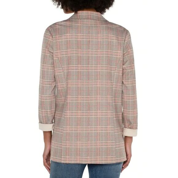 LIVERPOOL Glen Plaid Boyfriend Blazer Orange Brown Autumnal Sz XL {3Y2} - Picture 2 of 7